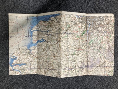 Lot 19 - Battle of Britain. RAF map of England, Eastern Counties, Pilot Officer D.A.P. Warren, 248 Squadron