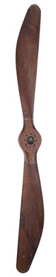 Lot 446 - Propeller. A WWI mahogany two blade propeller