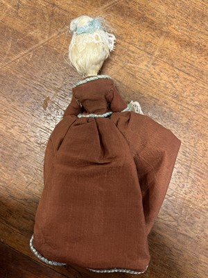 Lot 472 - Grödnertal Doll. A miniature wooden doll, circa 1820-1840, carved wooden body