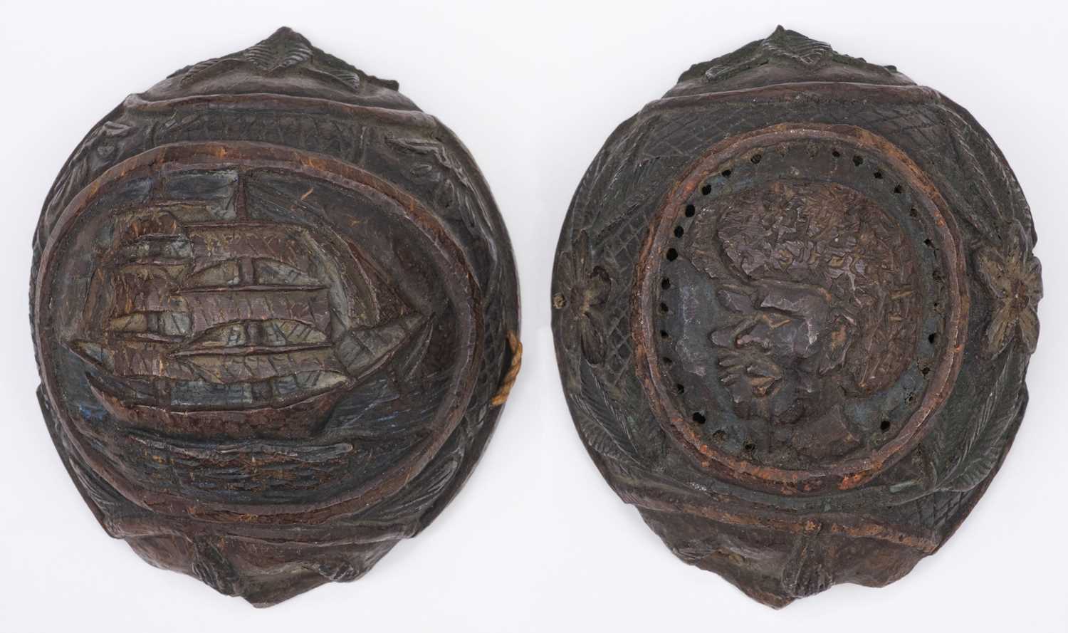 Lot 5 - Slavery. A carved coconut sailor's bugbear, 19th century