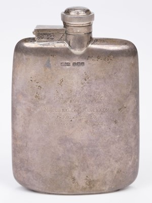 Lot 272 - Victoria Cross. An Asprey silver hipflask - Private Charles Melvin, V.C.