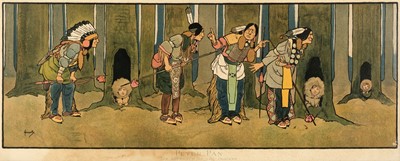 Lot 554 - Hassell (J.). The Approach of the Indians, The Building of the House & The Pillow Dance, circa 1930