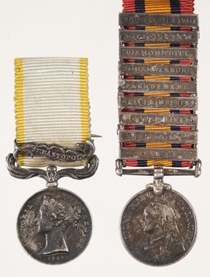 Lot 131 - Miniature Medals. Crimea 1854-56, 1 clasp, Sebastopol (Captn R.C. Holmes 10th Hussars)