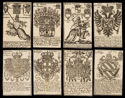 Lot 516 - Spanish playing cards. Juego de Armerías (Heraldry deck), Madrid: Antonio Marín, circa 1733