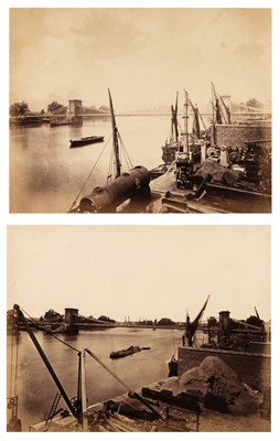 Lot 141 - Hammersmith Bridge. Two views of Hammersmith Bridge, 1865-70