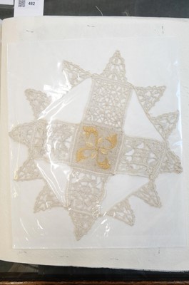 Lot 482 - Textile Samples. A large album of various 16th-19th century samples & 17th c. chalice veil