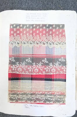 Lot 482 - Textile Samples. A large album of various 16th-19th century samples & 17th c. chalice veil