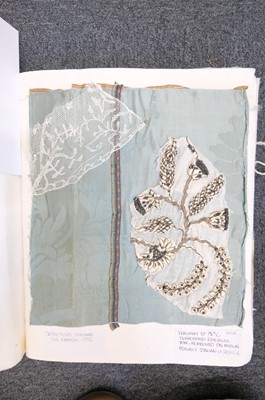 Lot 482 - Textile Samples. A large album of various 16th-19th century samples & 17th c. chalice veil