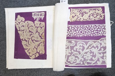 Lot 482 - Textile Samples. A large album of various 16th-19th century samples & 17th c. chalice veil