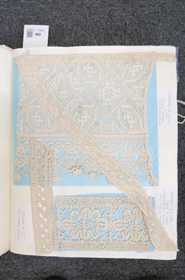 Lot 482 - Textile Samples. A large album of various 16th-19th century samples & 17th c. chalice veil