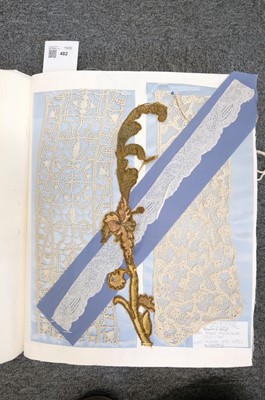 Lot 482 - Textile Samples. A large album of various 16th-19th century samples & 17th c. chalice veil