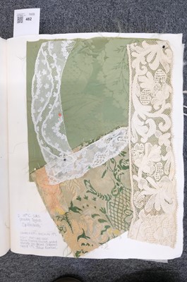 Lot 482 - Textile Samples. A large album of various 16th-19th century samples & 17th c. chalice veil