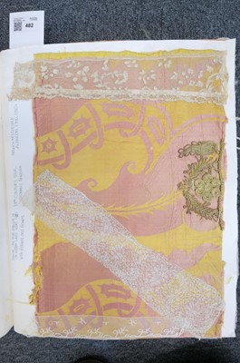 Lot 482 - Textile Samples. A large album of various 16th-19th century samples & 17th c. chalice veil