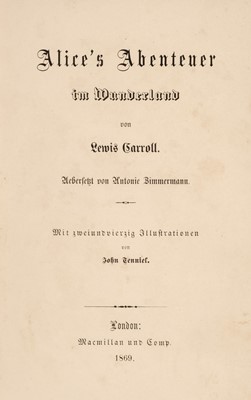 Lot 587 - Dodgson (Charles Lutwidge, 'Lewis Carroll'). Alice's Abenteuer im Wunderland, 1869