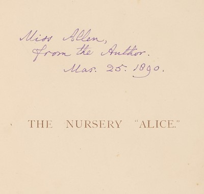 Lot 592 - Dodgson (Charles Lutwidge, 'Lewis Carroll'). The Nursery "Alice", 1890, inscribed by the author