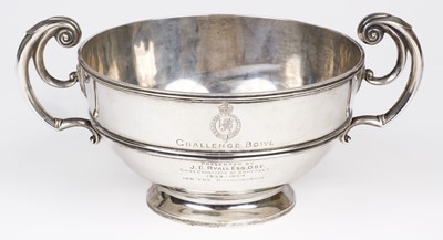 Lot 83 - Trophy Bowl. A victorian silver twin handled bowl by Mappin Brothers, London, 1896