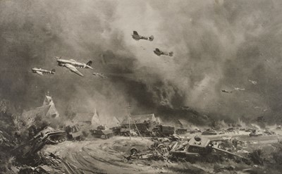 Lot 494 - Wootton (Frank, 1911-1998). "Rocket Firing Typhoons at Falaise Gap"