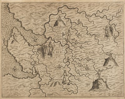 Lot 108 - Cheshire. Drayton (Michael), Untitled map of Cheshire and the Wirral, circa 1612