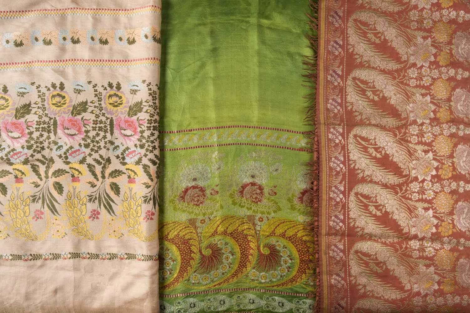 Lot 473 - Shawl. A Spitalfields silk stole, circa 1810-20, & 2 others
