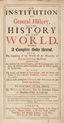 Lot 349 - Howell (William). An Institution of General History, or The History of the World..., 4 vols., 1680