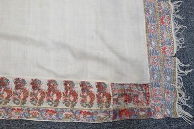 Lot 475 - Shawl. A woven square shawl, possibly Norwich, circa 1820, & 2 turnover shawls