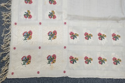 Lot 475 - Shawl. A woven square shawl, possibly Norwich, circa 1820, & 2 turnover shawls