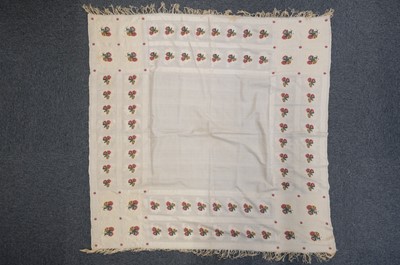 Lot 475 - Shawl. A woven square shawl, possibly Norwich, circa 1820, & 2 turnover shawls