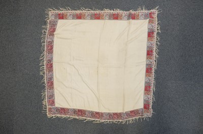 Lot 475 - Shawl. A woven square shawl, possibly Norwich, circa 1820, & 2 turnover shawls
