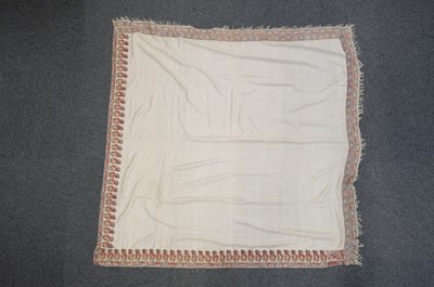 Lot 475 - Shawl. A woven square shawl, possibly Norwich, circa 1820, & 2 turnover shawls