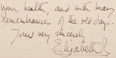 Lot 419 - Elizabeth II (1926-2022), Queen of the United Kingdom, 1952-2022. Autograph Letter Signed...
