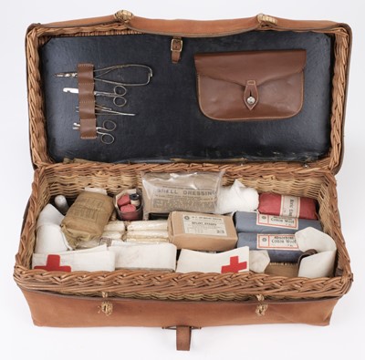 Lot 274 - WWI Nursing. A WWI "Small Ambulance" wicker hamper
