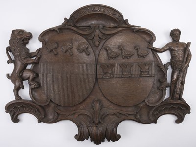 Lot 256 - Armorial. A Victorian carved oak armorial