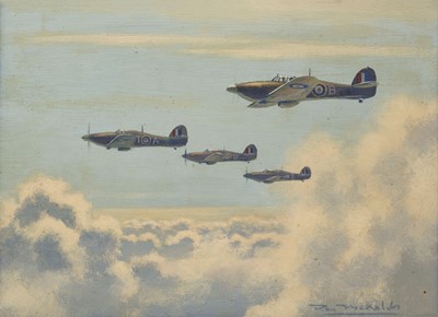 Lot 388 - Nockolds (Roy, 1911-1979). Four Hurricanes, oil on board