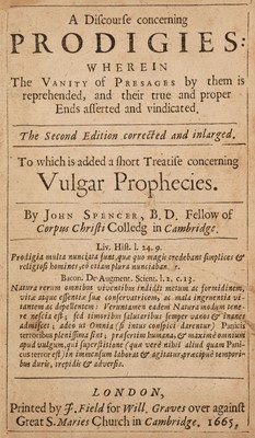 Lot 339 - Spencer (John). A Discourse Concerning Prodigies, 2nd edition, 1665