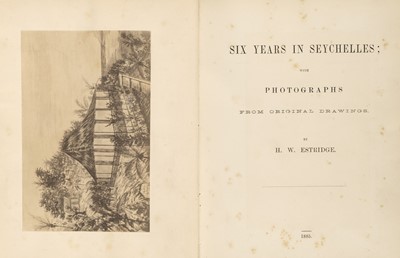 Lot 78 - Estridge (H. Watley). Six Years in Seychelles; with photographs..., 1885