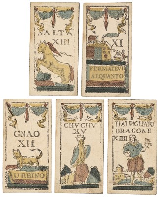 Lot 511 - Italian playing cards. Cuccu part-deck, Urbino: unknown maker, early 19th century, & 5 others