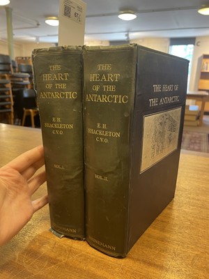 Lot 67 - Shackleton (Ernest). The Heart of the Antarctic, 2 vols, 1st ed, presentation copy, 1909