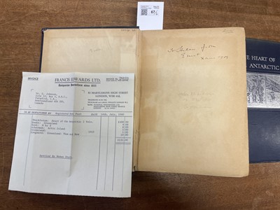 Lot 67 - Shackleton (Ernest). The Heart of the Antarctic, 2 vols, 1st ed, presentation copy, 1909