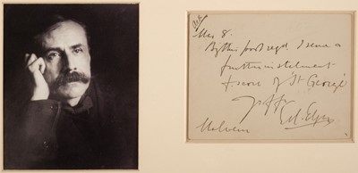 Lot 418 - Elgar (Edward, 1857-1934), English composer. Two brief Autograph Letters Signed
