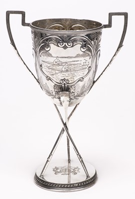 Lot 80 - Trophies. Mixed sporting trophies including a rowing trophy by John Round and son, Sheffield