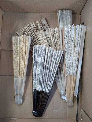 Lot 497 - Lace Fan. A Victorian Brussels lace fan, & other lace fans