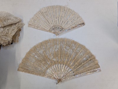 Lot 497 - Lace Fan. A Victorian Brussels lace fan, & other lace fans
