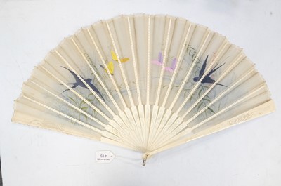Lot 492 - Decorative Fan. A spangled painted fan, Paris: Benjamin Lachelin, circa 1900, & other fans