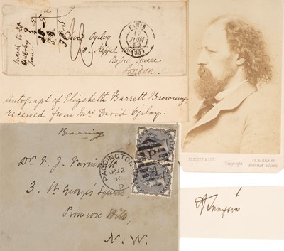 Lot 302 - Browning (Elizabeth Barrett, 1806-1861), Autograph envelope, postmarked Paris, 17 June 1852