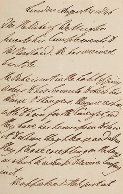 Lot 320 - Wellesley (Arthur, 1769-1852), 1st Duke of Wellington. Autograph Letter Signed in the third person