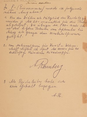 Lot 378 - Rosenberg (Alfred Ernst, 1892-1946), German Nazi Theorist and Ideologue. Autograph Document Signed