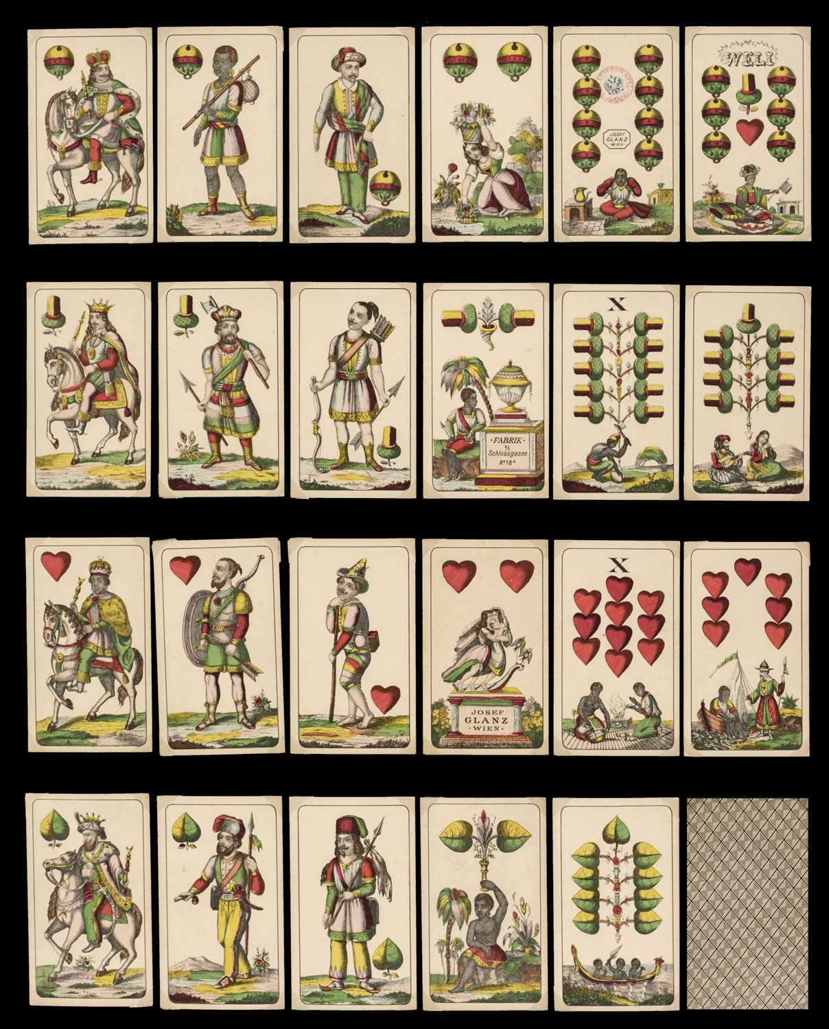 Lot 484 - Austrian playing cards. Mohren-Deutsche type II, Joseph Glanz, circa 1901, & 16 others