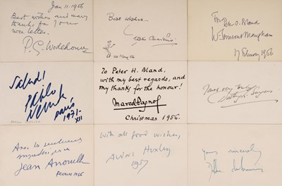 Lot 358 - Literary Autographs. A good group of 28 Autographed Index Cards, c. 1950s