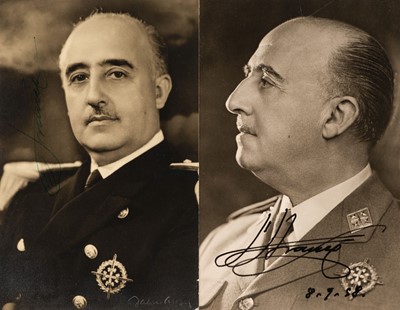 Lot 348 - Franco (Francisco, 1892-1975), Spanish general and ruler of Spain as dictator. Two Signed Postcards