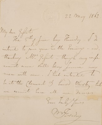 Lot 346 - Faraday (Michael, 1791-1867), English chemist and physicist. Autograph Letter Signed...